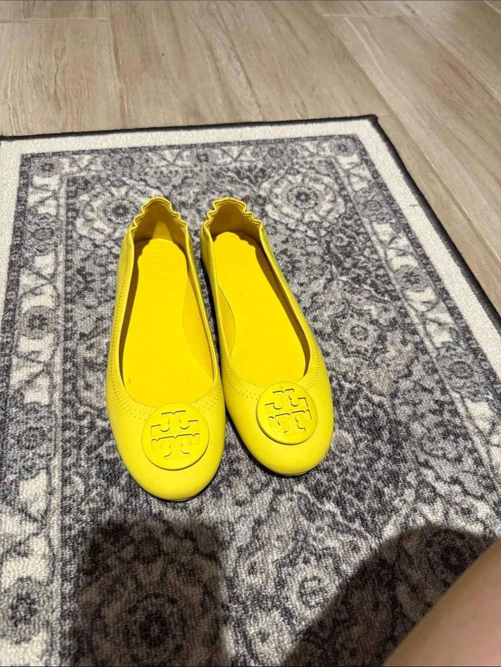 Tory Burch Yellow Leather Minnie Travel Ballet Flats